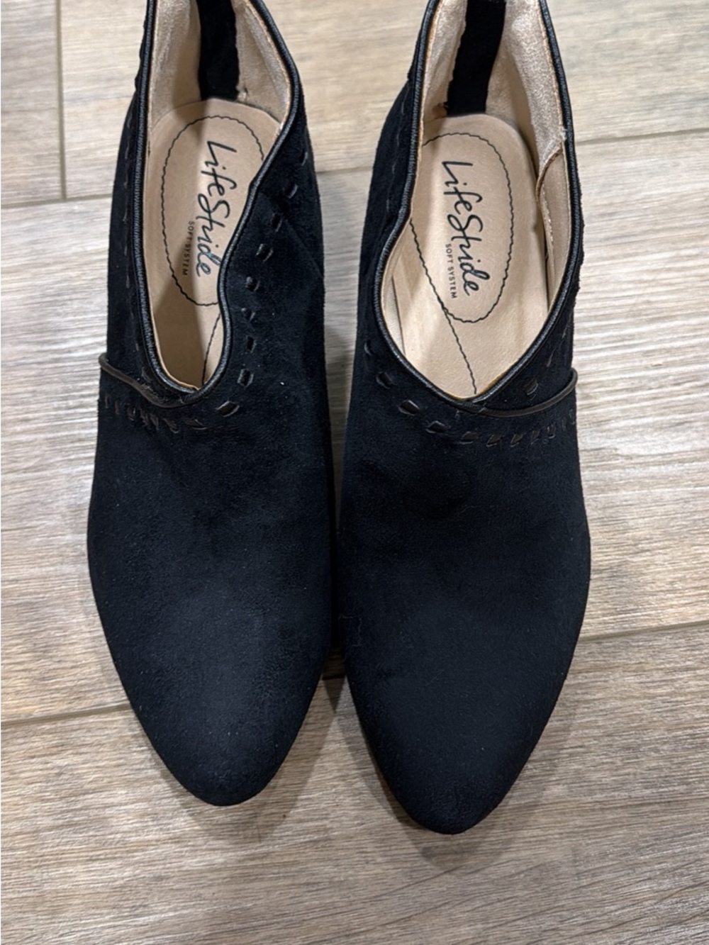 Life Stride Black Suede-Look Slip-On Mules